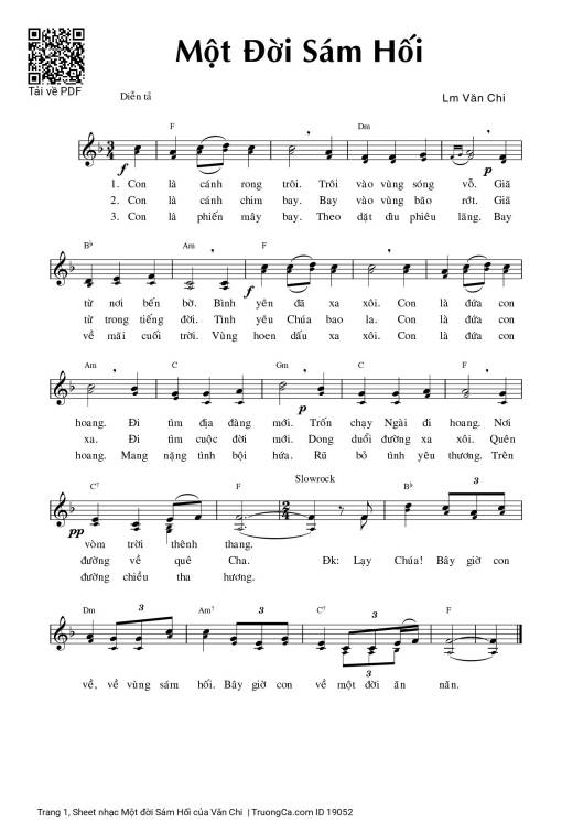 Sheet PDF of Một đời Sám Hối