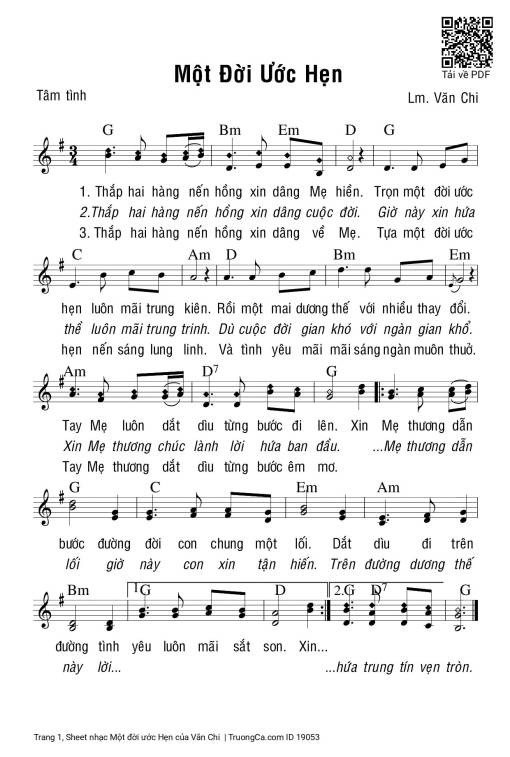 Sheet PDF of Một đời ước Hẹn