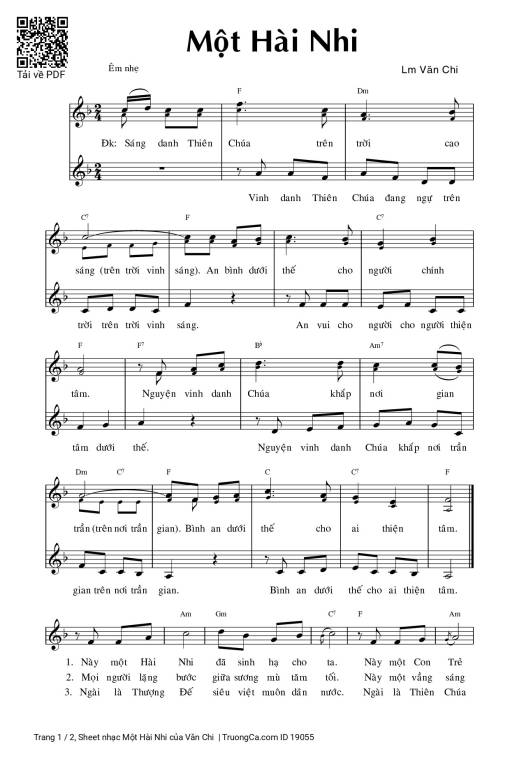 Sheet PDF of Một Hài Nhi - Văn Chi