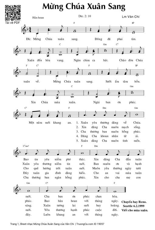 Sheet PDF of Mừng Chúa Xuân Sang