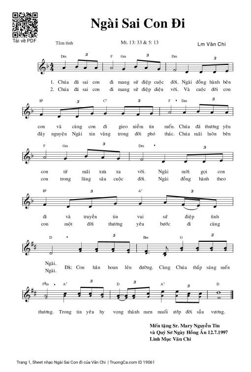Sheet PDF of Ngài Sai Con đi