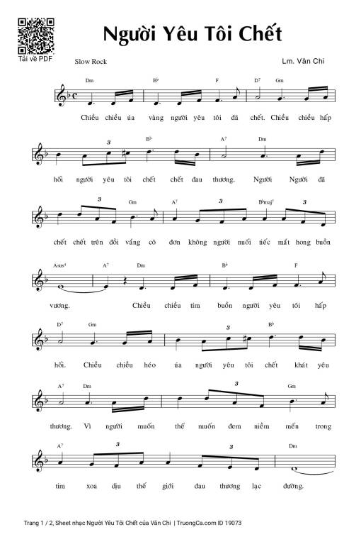 Sheet PDF of Người Yêu Tôi Chết