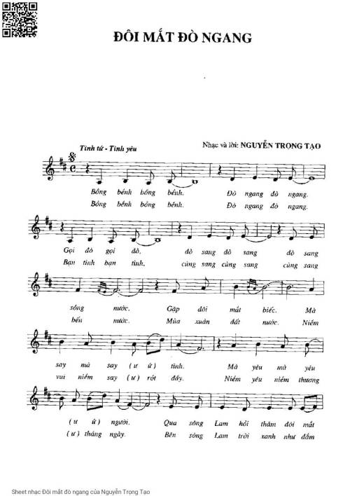 Sheet PDF of Đôi mắt đò ngang