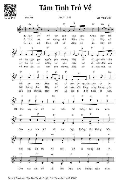 Sheet PDF of Tâm Tình Trở Về