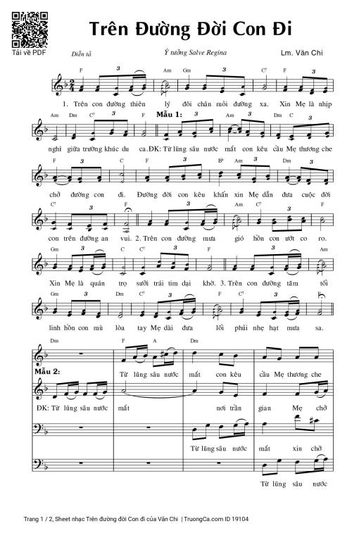 Sheet PDF of Trên đường đời Con đi