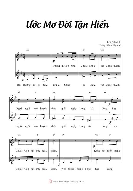 Sheet PDF of Ước Mơ đời Tận Hiến