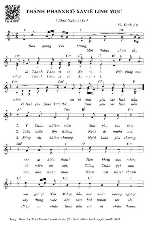 Sheet PDF of Thánh Phanxicô Xaviê Linh Mục (03.12)