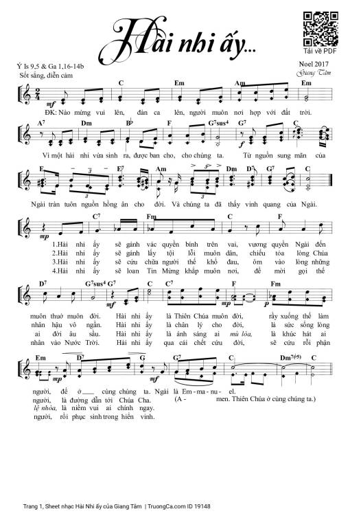 Sheet PDF of Hài Nhi ấy - Giang Tâm