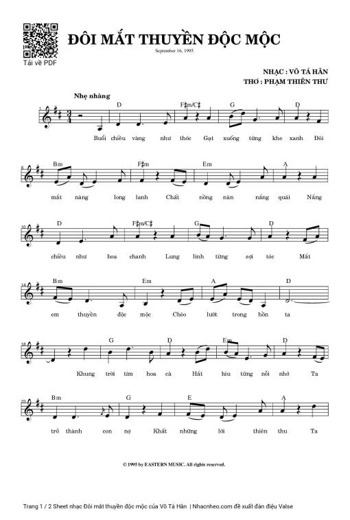 Sheet PDF of Đôi mắt thuyền độc mộc