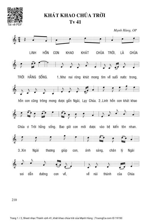 Sheet PDF of Thánh vịnh 41, khát khao chúa trời