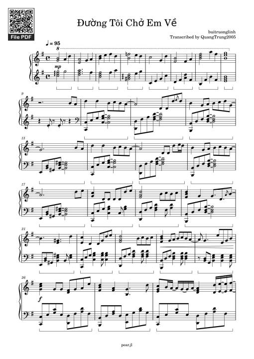 Sheet PDF of Đường Tôi Chở Em Về sheet Piano