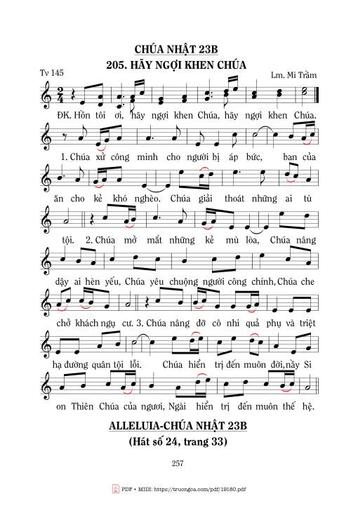 Sheet PDF of Thánh Vịnh 145, Hãy Ngợi Khen Chúa
