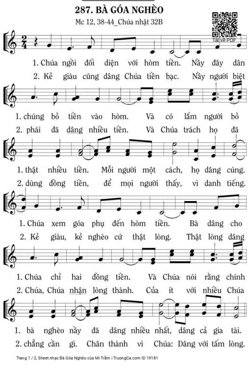 Sheet PDF of Bà Góa Nghèo