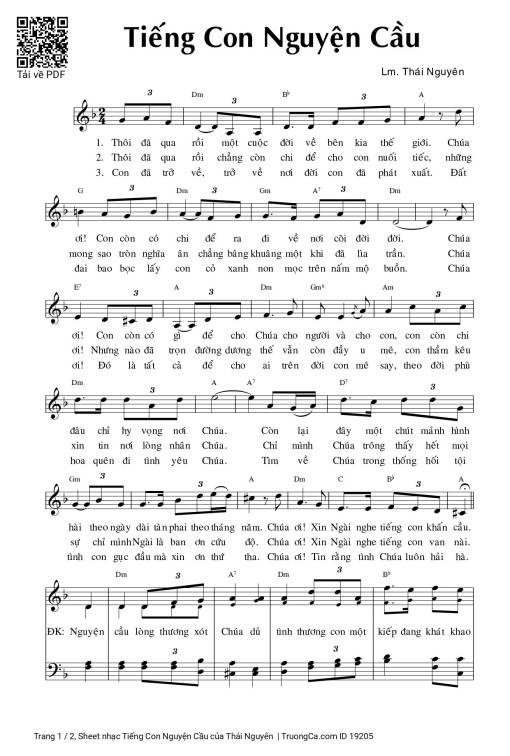 Sheet PDF of Tiếng Con Nguyện Cầu