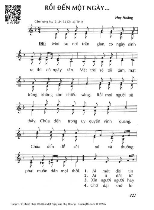 Sheet PDF of Rồi Đến Một Ngày