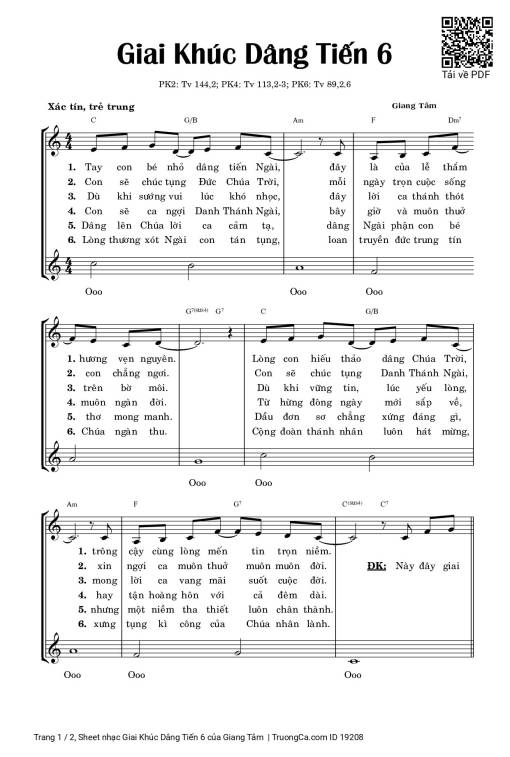 Sheet PDF of Giai Khúc Dâng Tiến 6