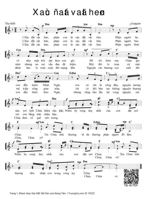 Sheet PDF of Xác Đất Vật Hèn