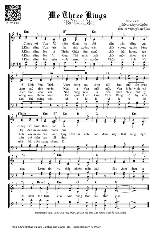 Sheet PDF of Ba Vua Dạ Khúc