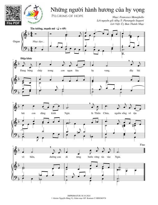 Sheet PDF of Những người hành hương của hy vọng (đệm hát)