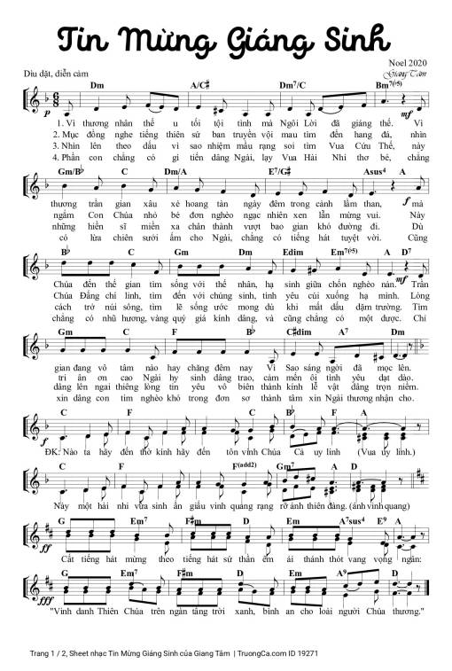 Sheet PDF of Tin Mừng Giáng Sinh