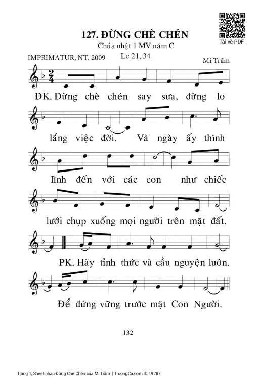 Sheet PDF of Đừng Chè Chén
