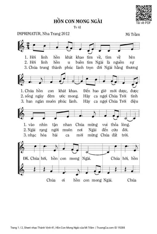 Sheet PDF of Thánh Vịnh 41, Hồn Con Mong Ngài