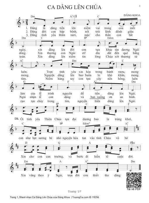 Ca Dâng Lên Chúa