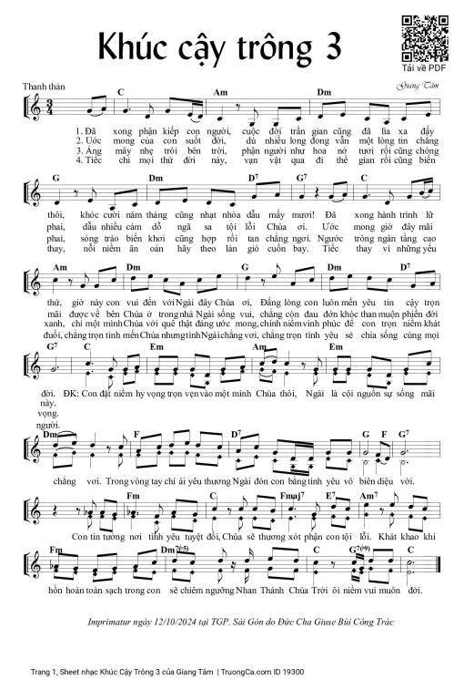 Sheet PDF of Khúc Cậy Trông 3