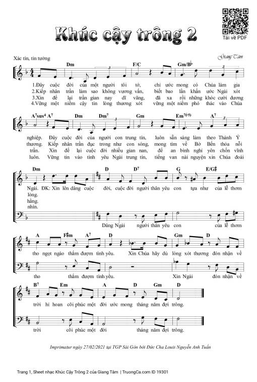 Sheet PDF of Khúc Cậy Trông 2
