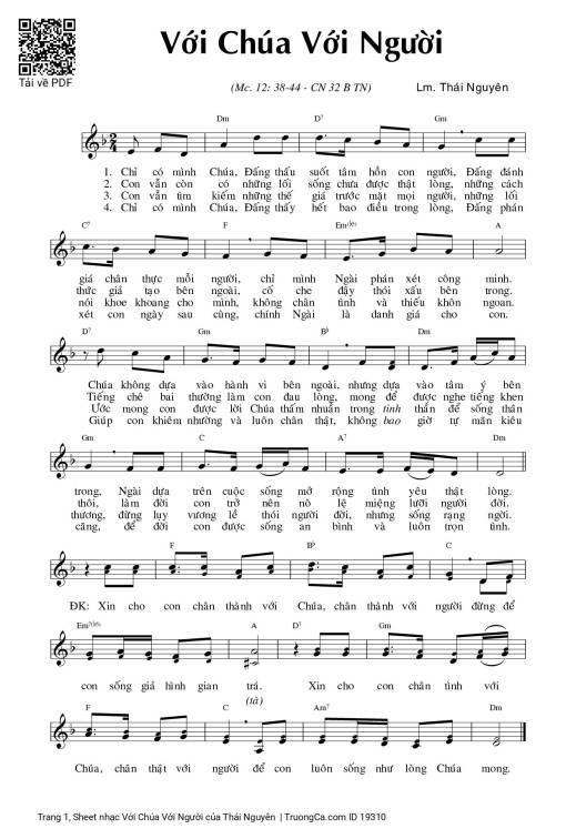 Sheet PDF of Với Chúa Với Người