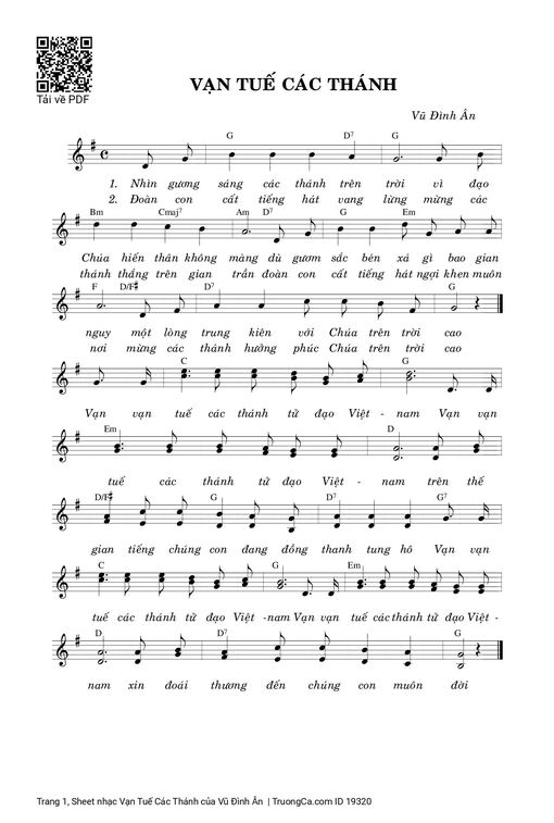 Sheet PDF of Vạn Tuế Các Thánh