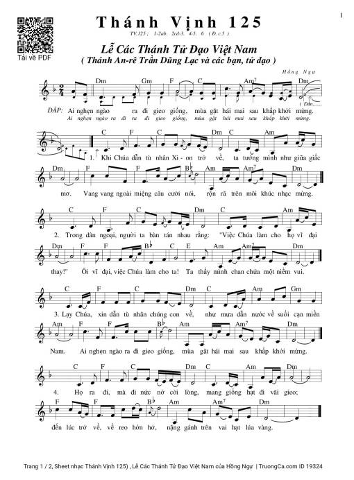 Thánh Vịnh 125, Lễ Các Thánh Tử Đạo Việt Nam