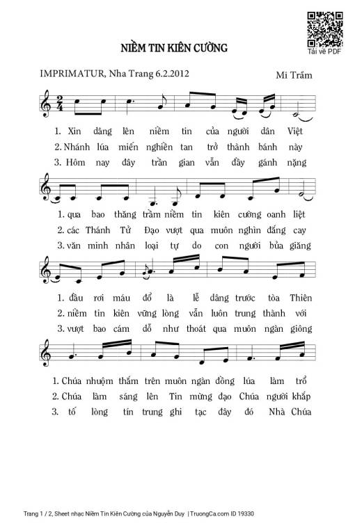 Sheet PDF of Niềm Tin Kiên Cường