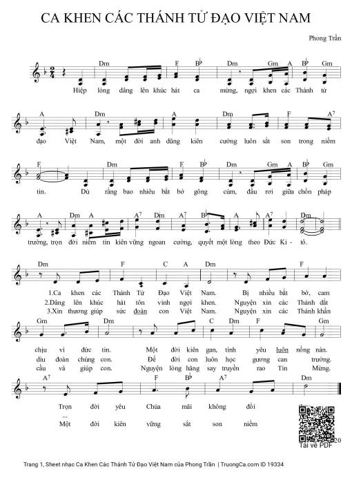 Ca Khen Các Thánh Tử Đạo Việt Nam