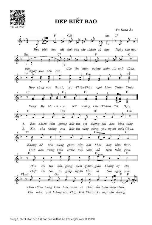 Sheet PDF of Đẹp Biết Bao