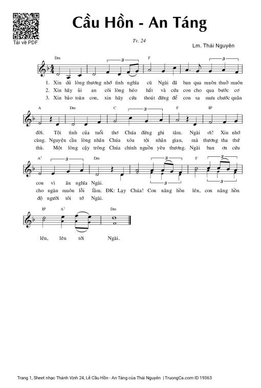 Sheet PDF of Thánh Vịnh 24, Lễ Cầu Hồn - An Táng