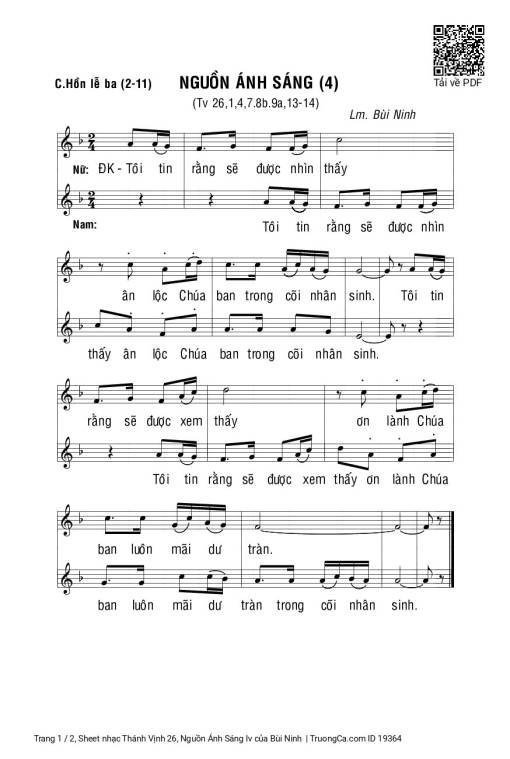 Sheet PDF of Thánh Vịnh 26, Nguồn Ánh Sáng Iv