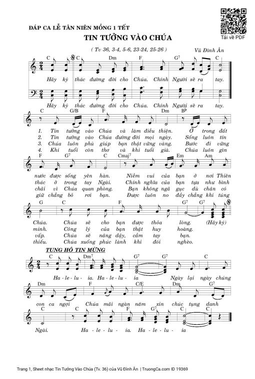 Sheet PDF of Tin Tưởng Vào Chúa (Tv. 36)