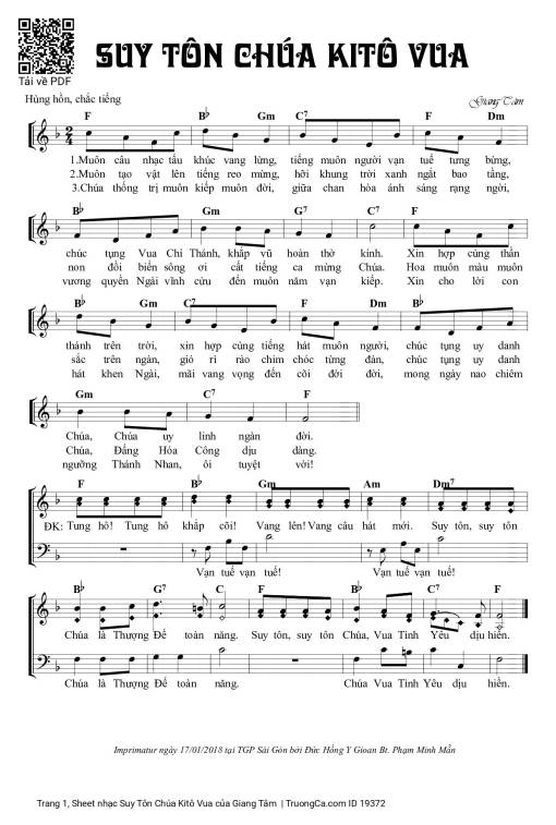 Sheet PDF of Suy Tôn Chúa Kitô Vua