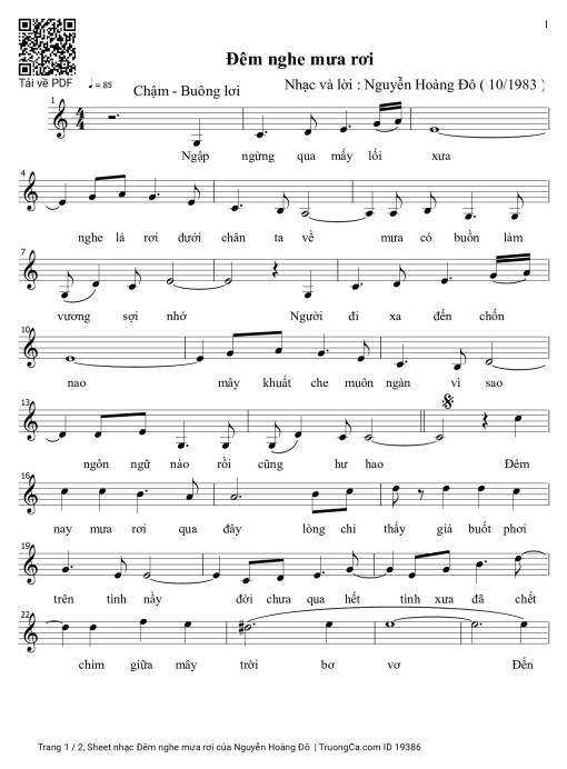 Sheet PDF of Đêm nghe mưa rơi
