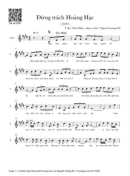 Sheet PDF of Đừng trách hoàng hạc