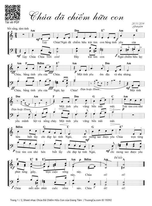 Sheet PDF of Chúa Đã Chiếm Hữu Con