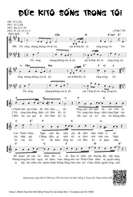 Sheet PDF of Đức Kitô Sống Trong Tôi