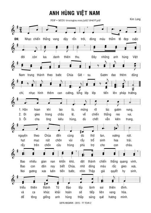 Sheet PDF of Anh Hùng Việt Nam