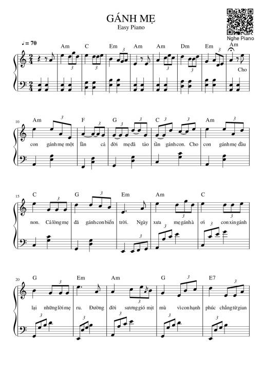 Sheet PDF of GÁNH MẸ Sheet Piano