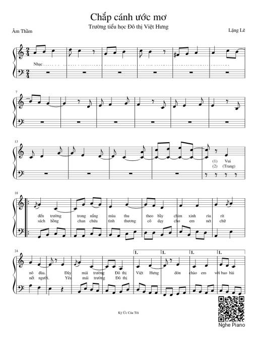 Sheet PDF of Chắp cánh ước mơ Sheet Piano