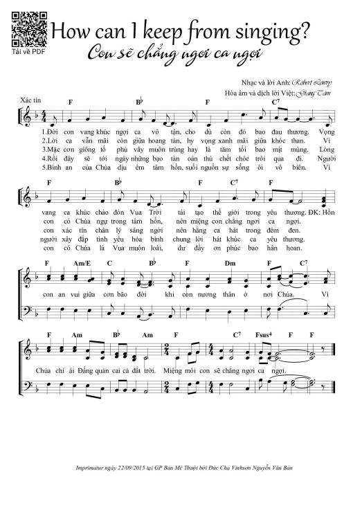 Sheet PDF of Con Sẽ Chẳng Ngơi Ca Ngợi