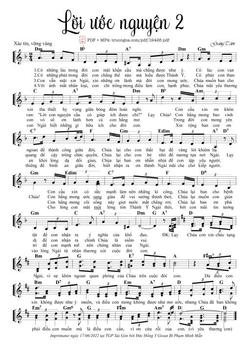 Sheet PDF of Lời Ước Nguyện 2