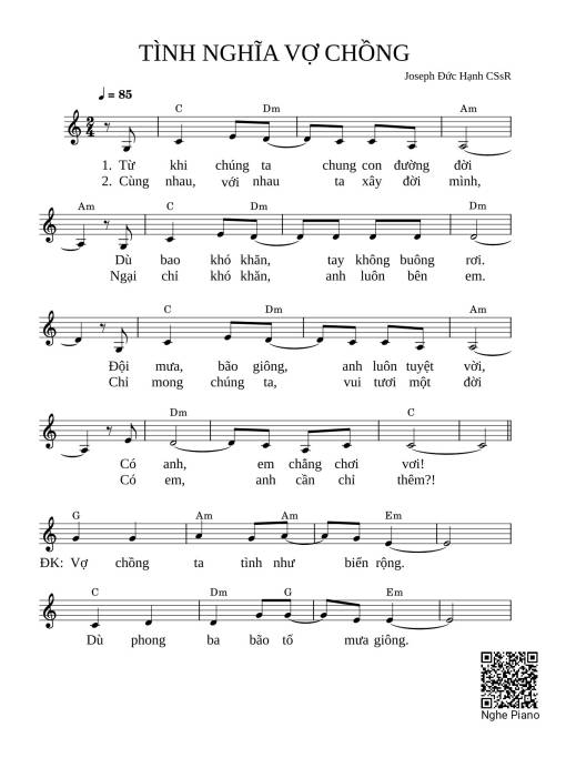 Sheet PDF of Tình nghĩa vợ chồng Sheet Piano