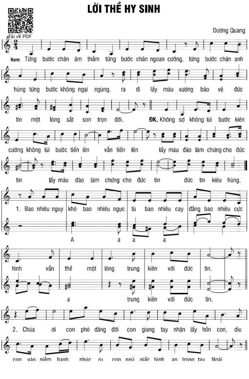 Sheet PDF of Lời Thề Hy Sinh